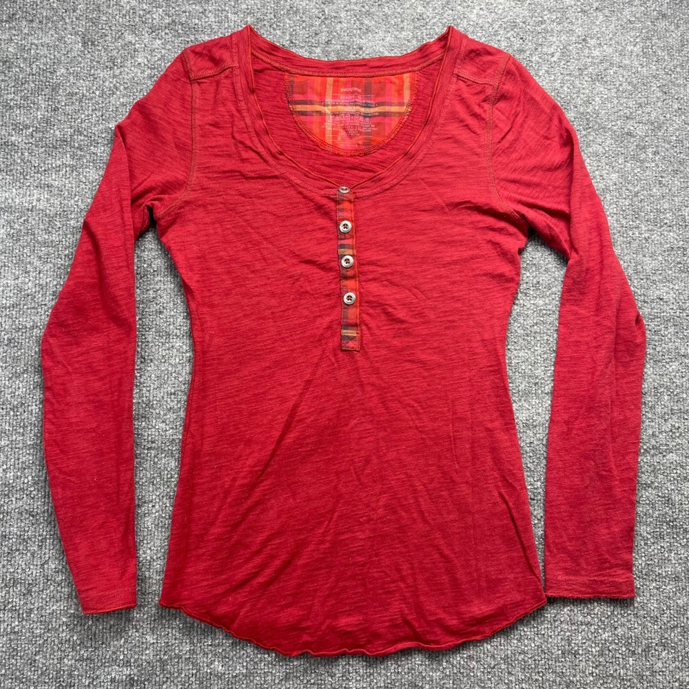 Patagonia Womens XS Red Long Sleeve Necessity Henley Organic Cotton Tencel 54470